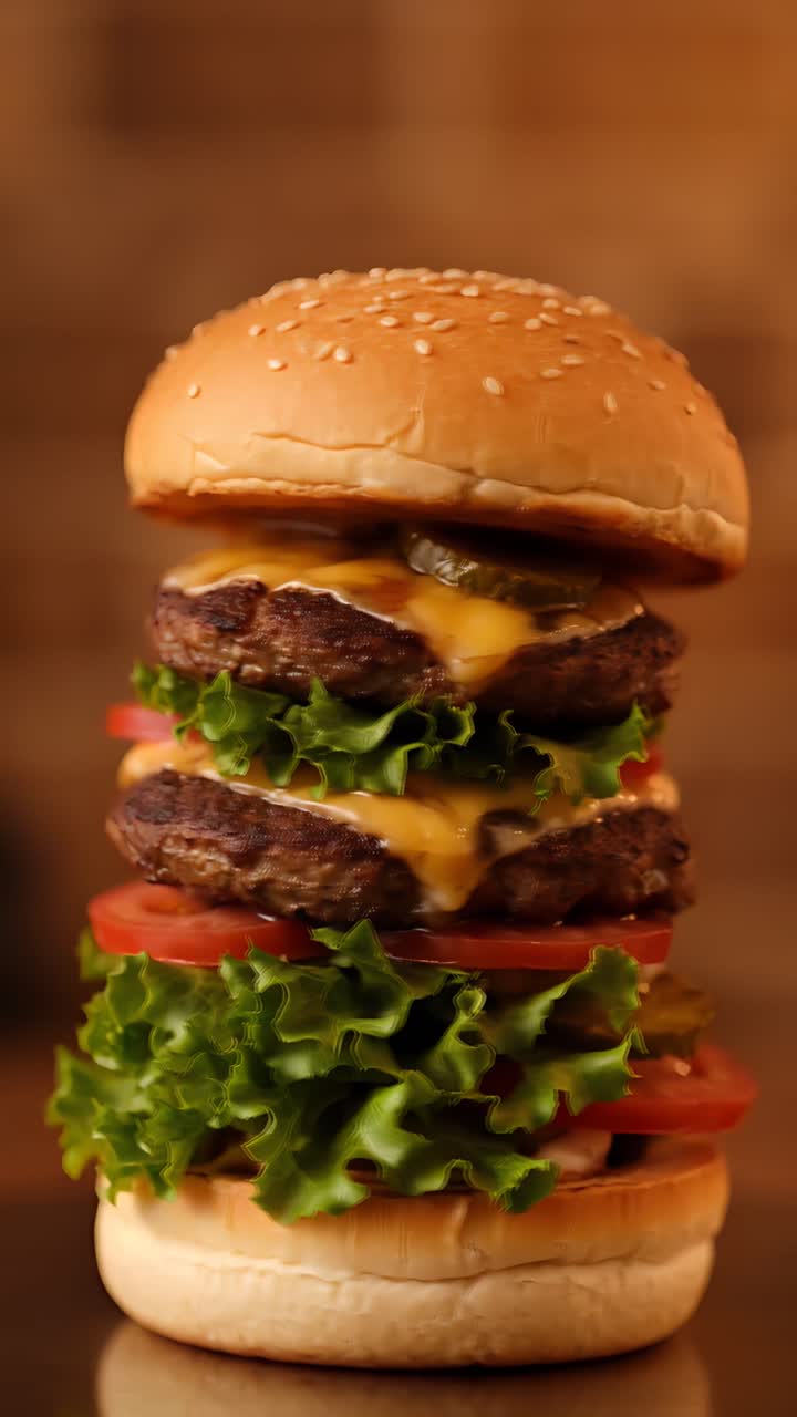 Saftig burger nærbillede bokeh-baggrund 4K
