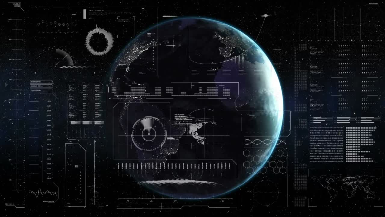 Animation of statistics and data processing over globe