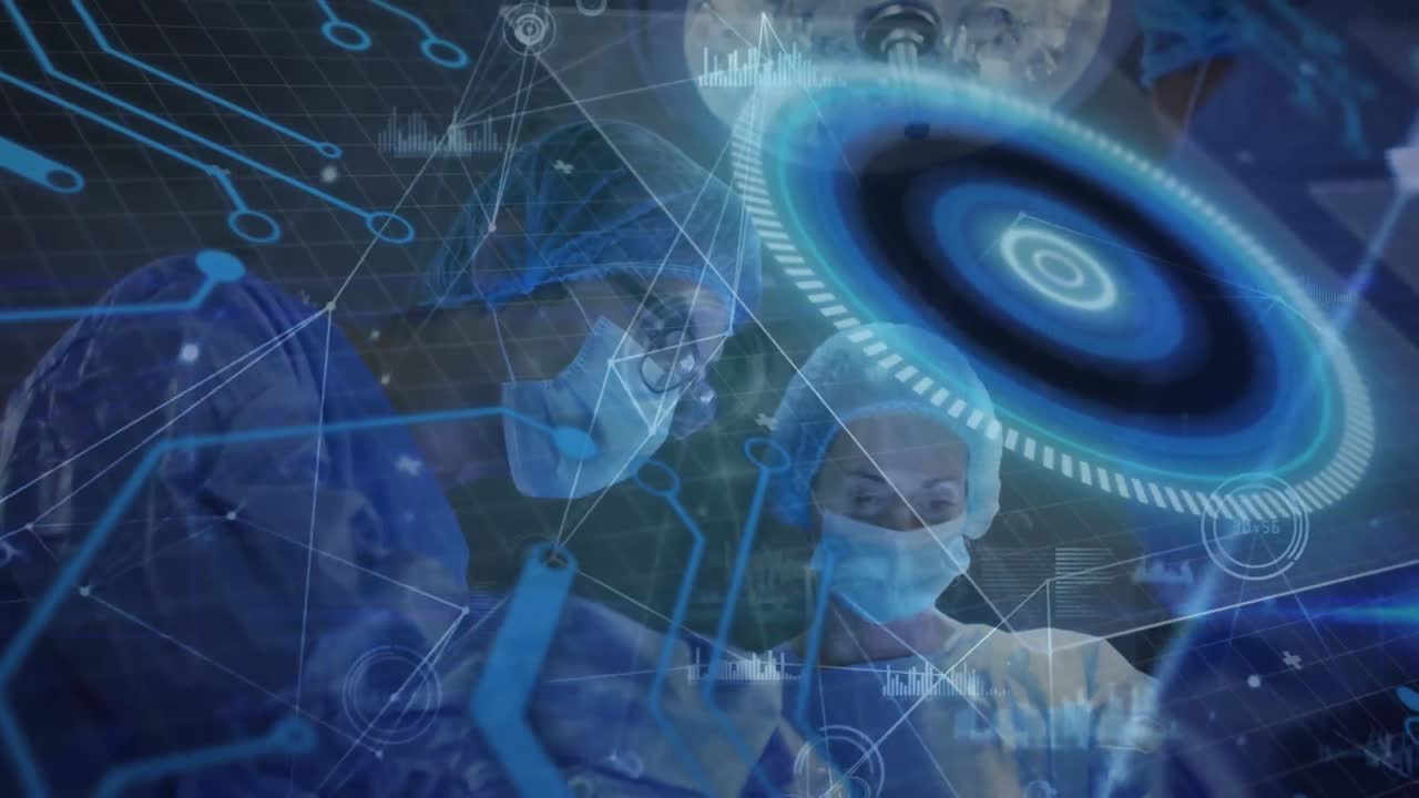 연결 네트워크의 애니메이션과 다양한 외과 의사에 대한 범위 스캐닝