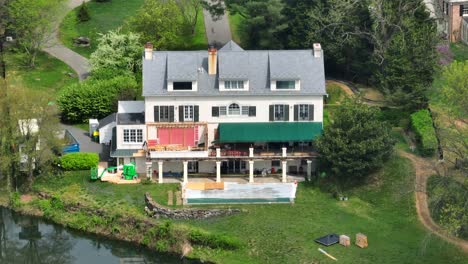 Renovation-and-repair-to-rear-of-President-Joe-Biden-private-residence,-estate-and-mansion-in-outskirts-of-Wilmington-Delaware-USA