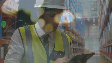 animación del procesamiento de datos financieros sobre las personas que trabajan en el almacén
