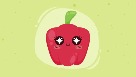 fresh pepper vegetable kawaii character animation