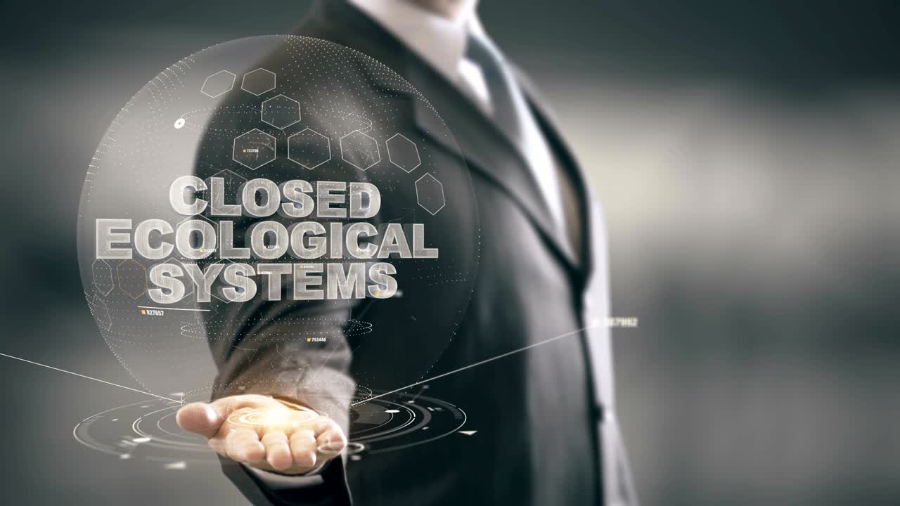 홀로그램 사업가 개념을 가진 닫힌 생태 시스템