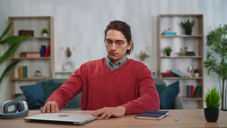 man working from home, focused
