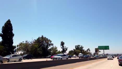 traffic jam on a highway on a sunny day