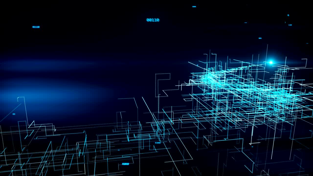 Beautiful 3d animation of the Global Digital Network Growing with Numbers Flying. Business Concept. Looped. HD 4k