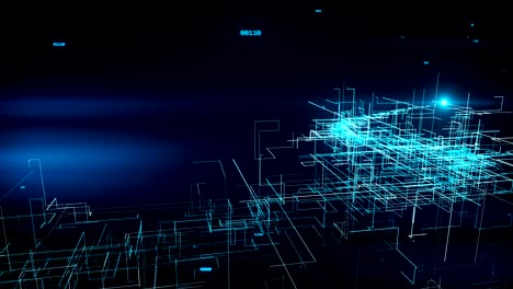 hermosa animación 3d de la red digital global creciendo con números volando. concepto de negocio. en bucle. hd 4k