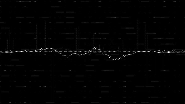 Animation of diagram and data processing on black background