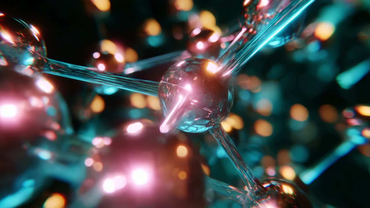 An Exploration of Molecular Structures: A Stunning Visual Representation Demonstrating the Intricacies of Atomic Bonds and Interactions Within a Vibrant, Luminous Environment, Highlighting Beautifully Detailed Surfaces and Colors