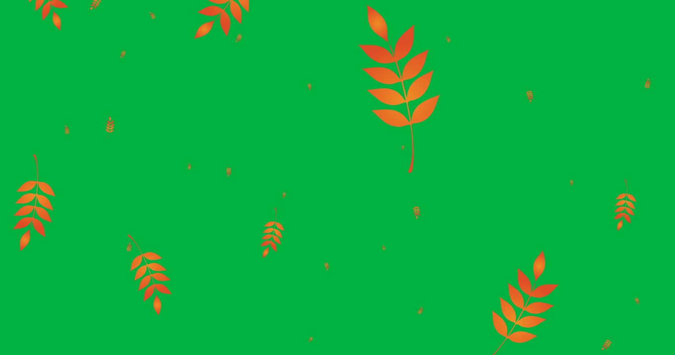 Digital animation of autumn leaves falling against black background