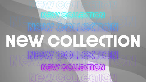 animation of new collection text over moving colourful background