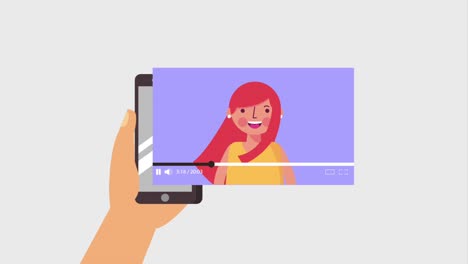 la mano con el teléfono inteligente viral