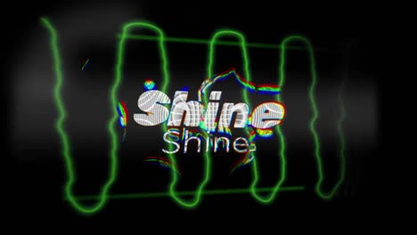 animación del shinetext sobre una onda en movimiento brillante