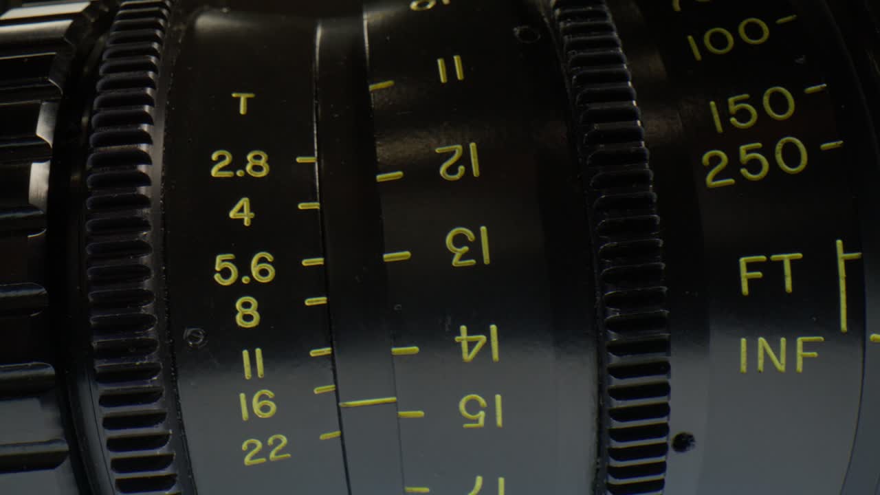 Prime photography lens with macro video close up moving.