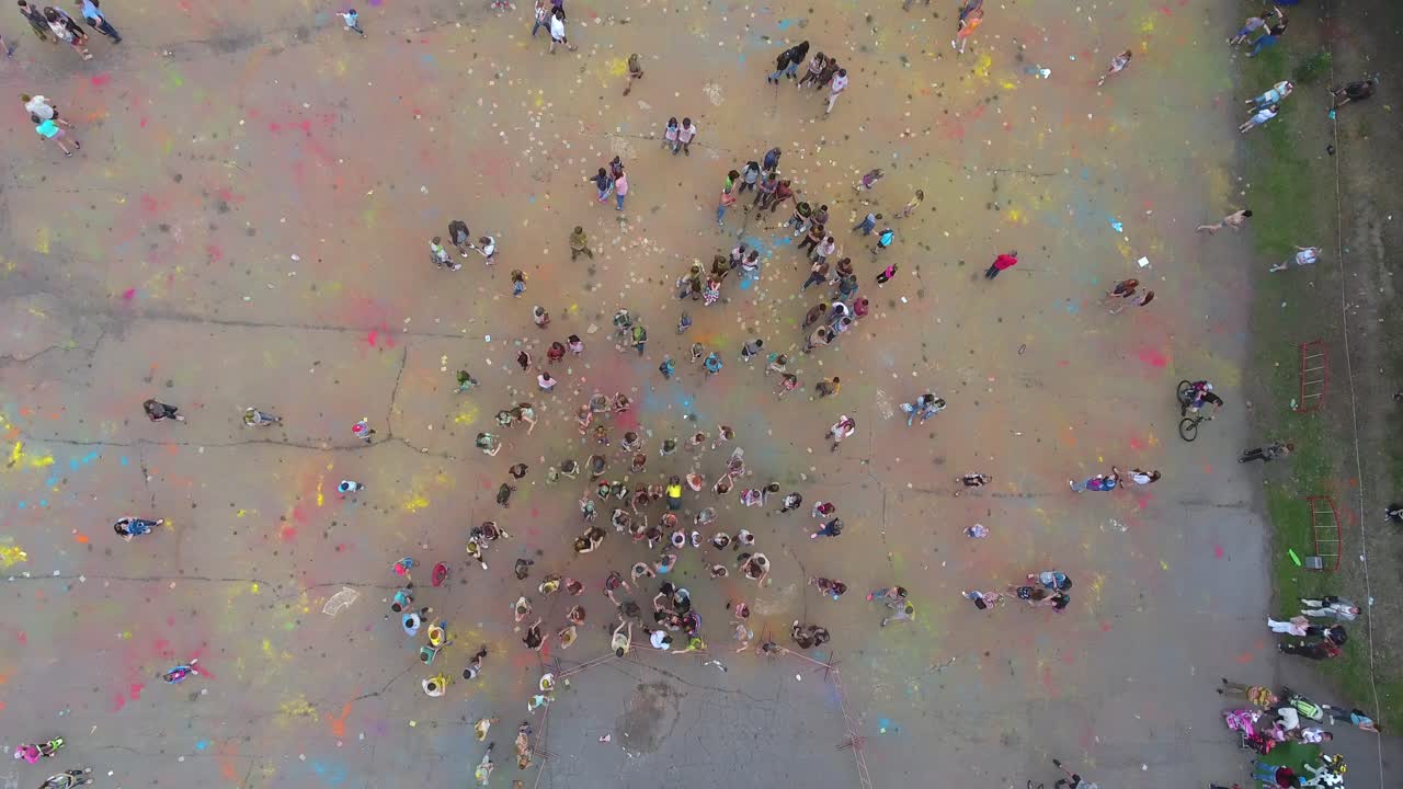 Happy People Celebrating Color Festival. VINNITSA, UKRAINE - JULY 2017: Happy young people celebrating during music and colors festival