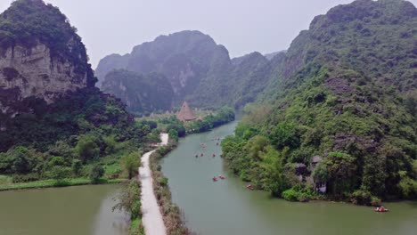 this footage captures a tranquil river journey through the lush karsts of tam coc, ninh binh