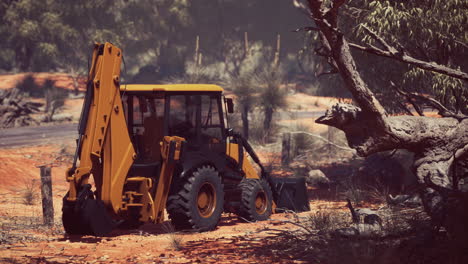 excavator tractor in bush forest