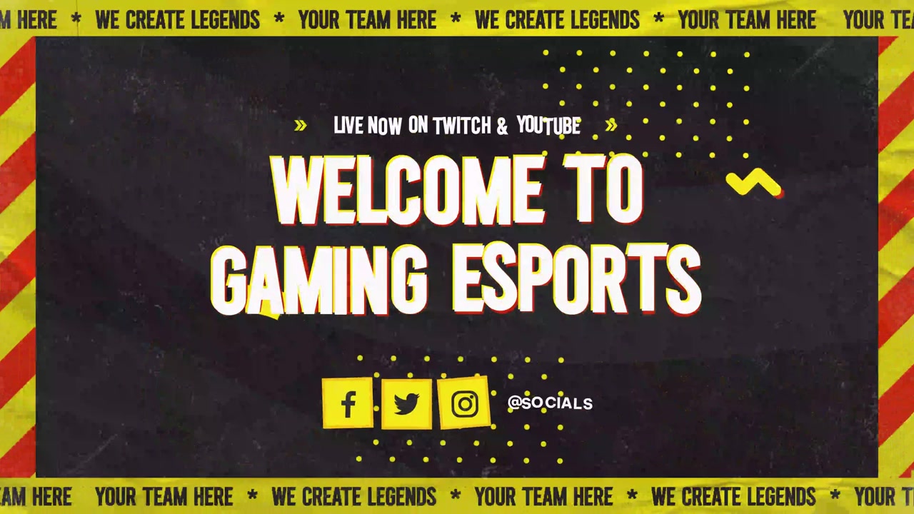 Welcome to Gaming Esports Live Stream Intro with Social Media Icons