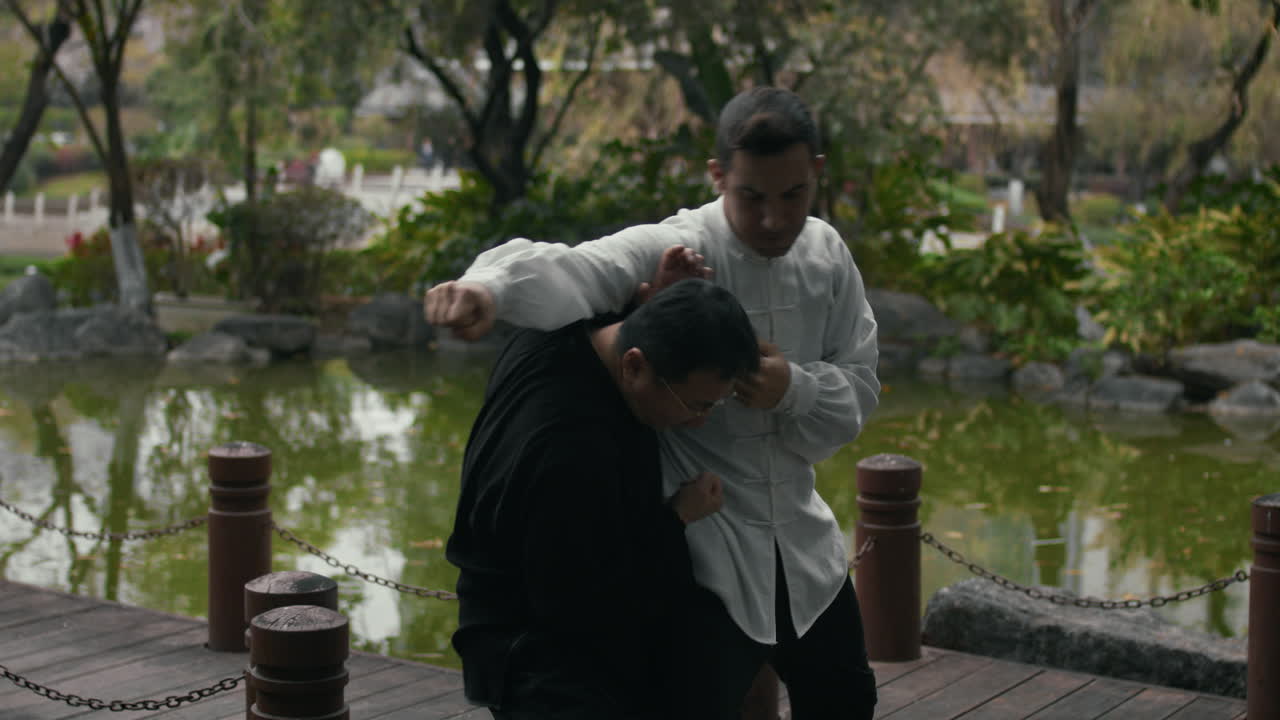 Martial Arts Training Session in an Outdoor Park