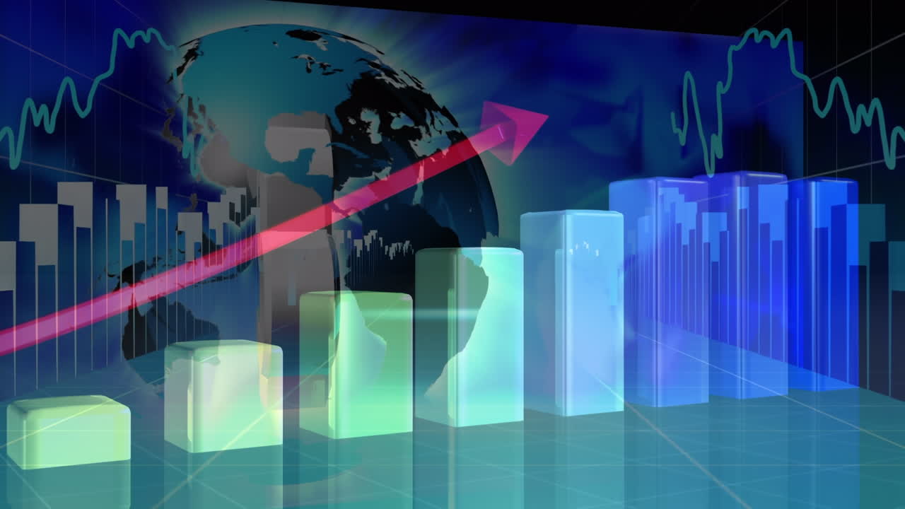 Animation of digital interface data over globe