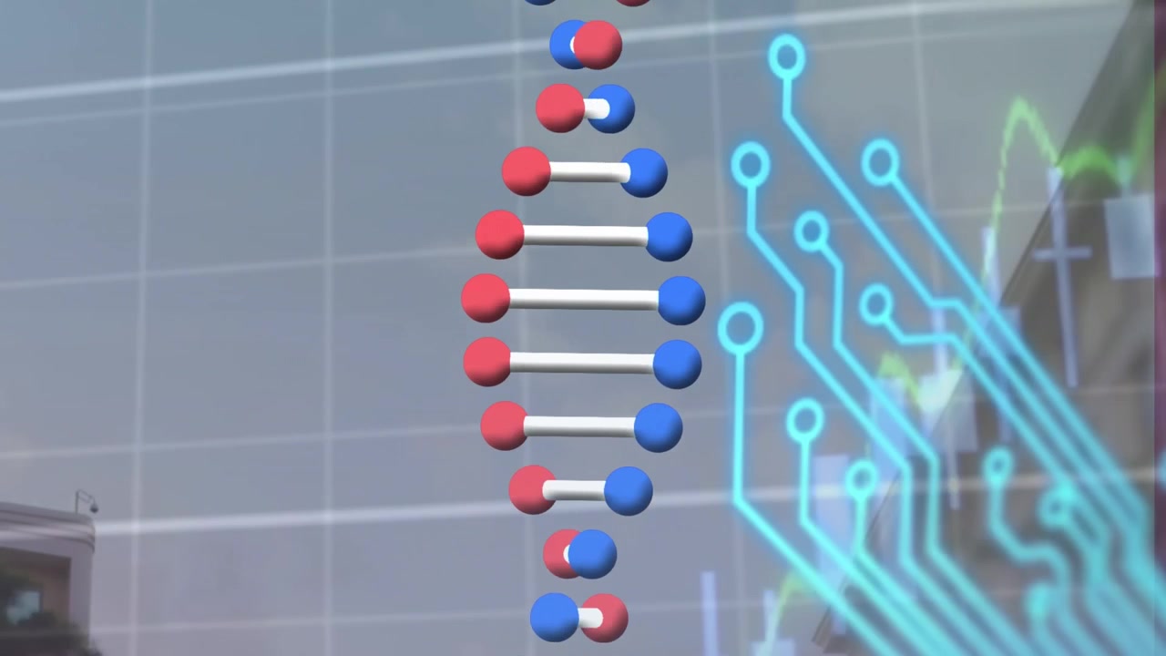 Animation of dna strand over network of connections dna strand spinning