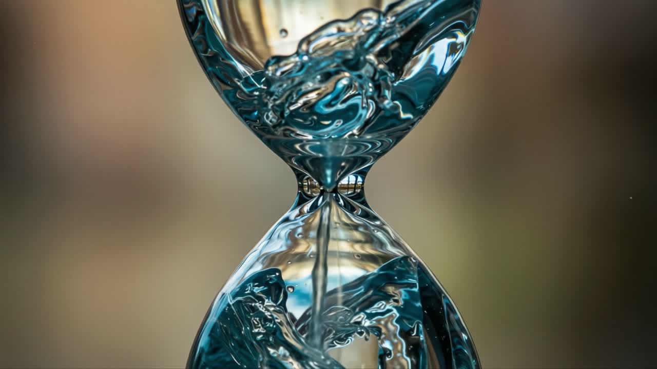A Stunning Visual Representation of Time Flowing, Capturing the Dynamic Movement and Fluidity of Liquid Within an Hourglass Structure