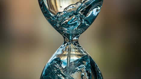 a stunning visual representation of time flowing, capturing the dynamic movement and fluidity of liquid within an hourglass structure