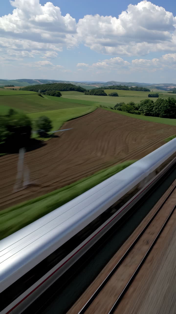 High-Speed Train Across Scenic Countryside