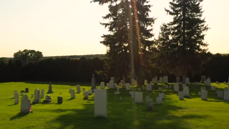 side-drone-flight-through-Gorham-Cemetery