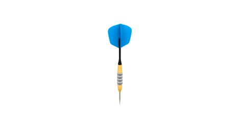 rotating blue dart arrow hitting center of dartboard slow motion bottom view