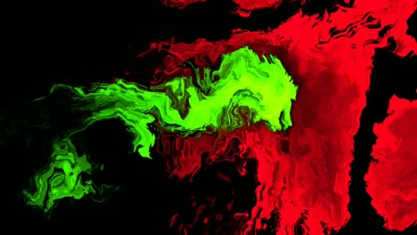 beautiful animation of red and green color oil paint abstract on a black background