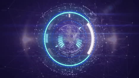 animation of connections and data processing over scope scanning and globe