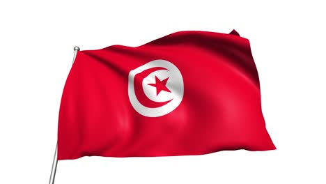 flag of tunisia with fabric structure in the wind (alpha channel, loopable)