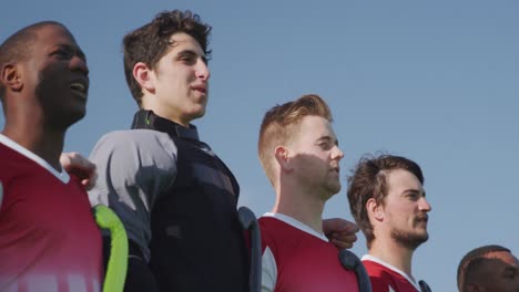 hockey players before a game on the field