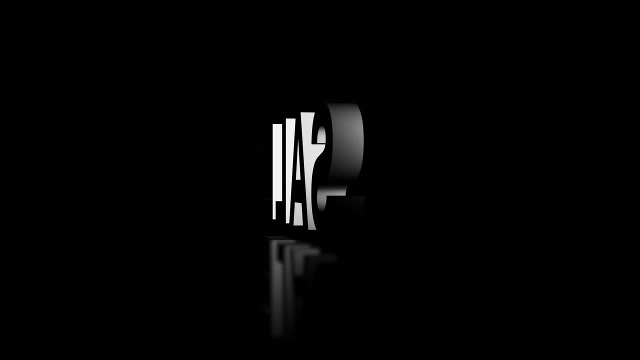 Sale promotional shopping text 3D shiny silver chrome writing letter block animation spinning turning on black dark background light shadows reflection typography font