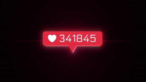 animation of glow instagram increasing like heart loop background comments likes follower counter