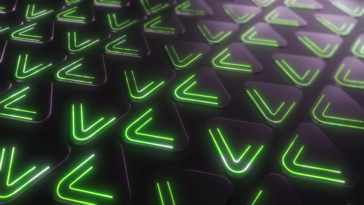 Abstract Futuristic Triangular Pattern with Neon Green Arrows
