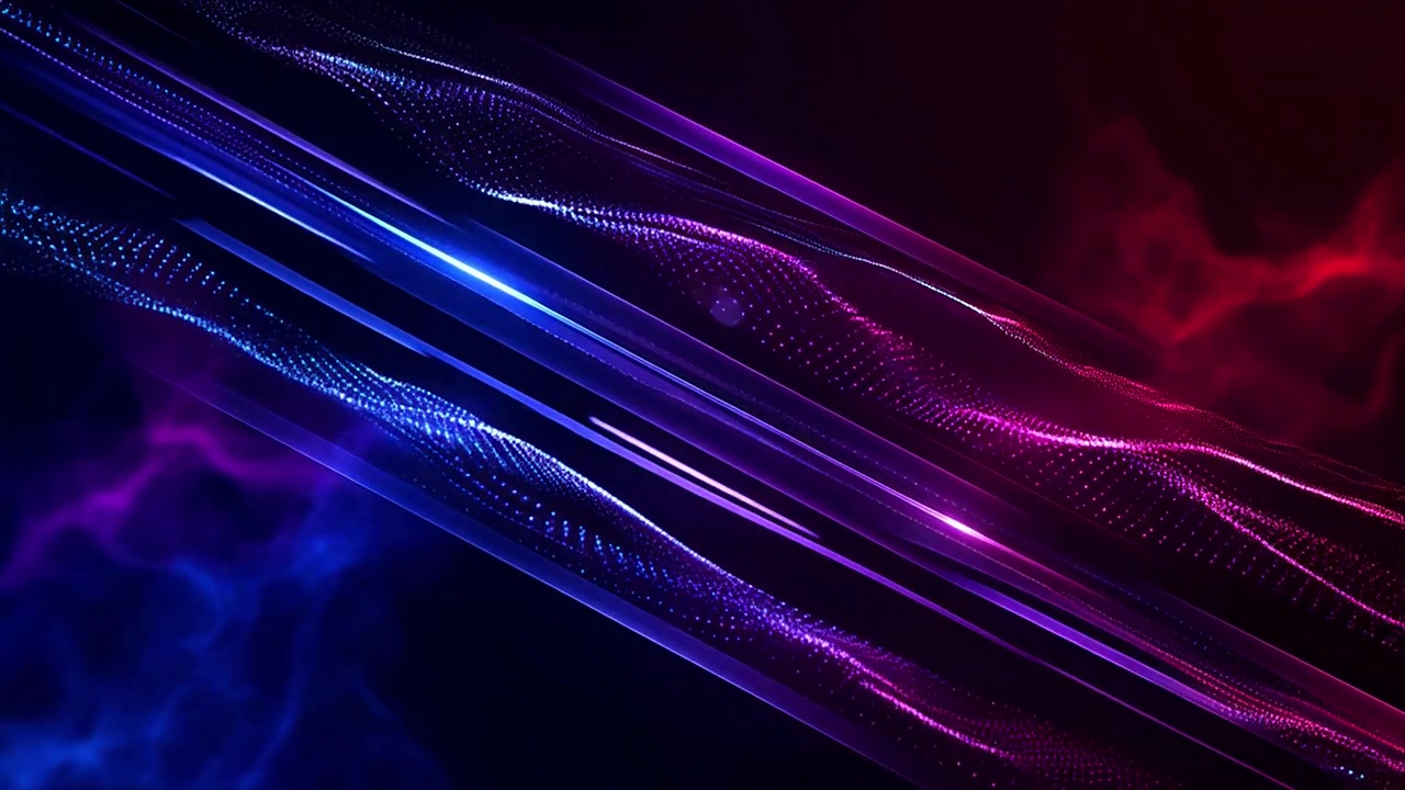 Dynamic Abstract Background with Glowing Blue and Purple Lines and Particles