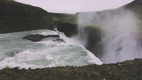 gullfoss waterfall in iceland, dolly shot, close up