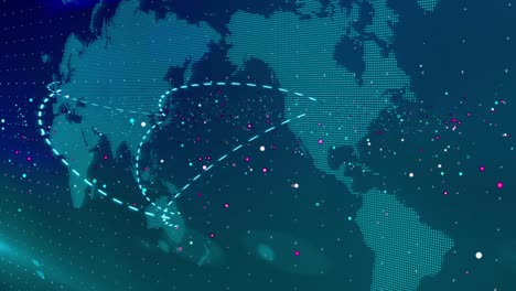 world map digital network connection animation