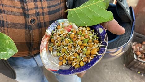 Primer-Plano-De-Ensalada-De-Brotes-Recién-Hecha-En-Manos-De-Un-Local-De-Un-Puesto-Al-Borde-De-La-Carretera-Durante-El-Día