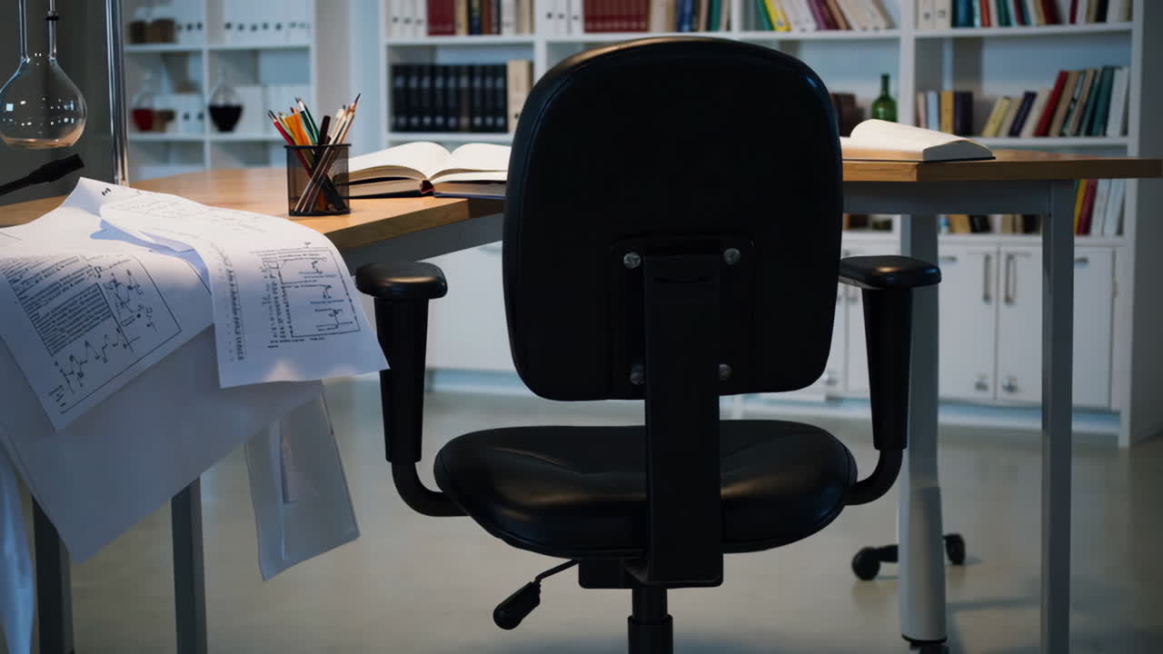 Empty Office Workspace in a Modern Laboratory