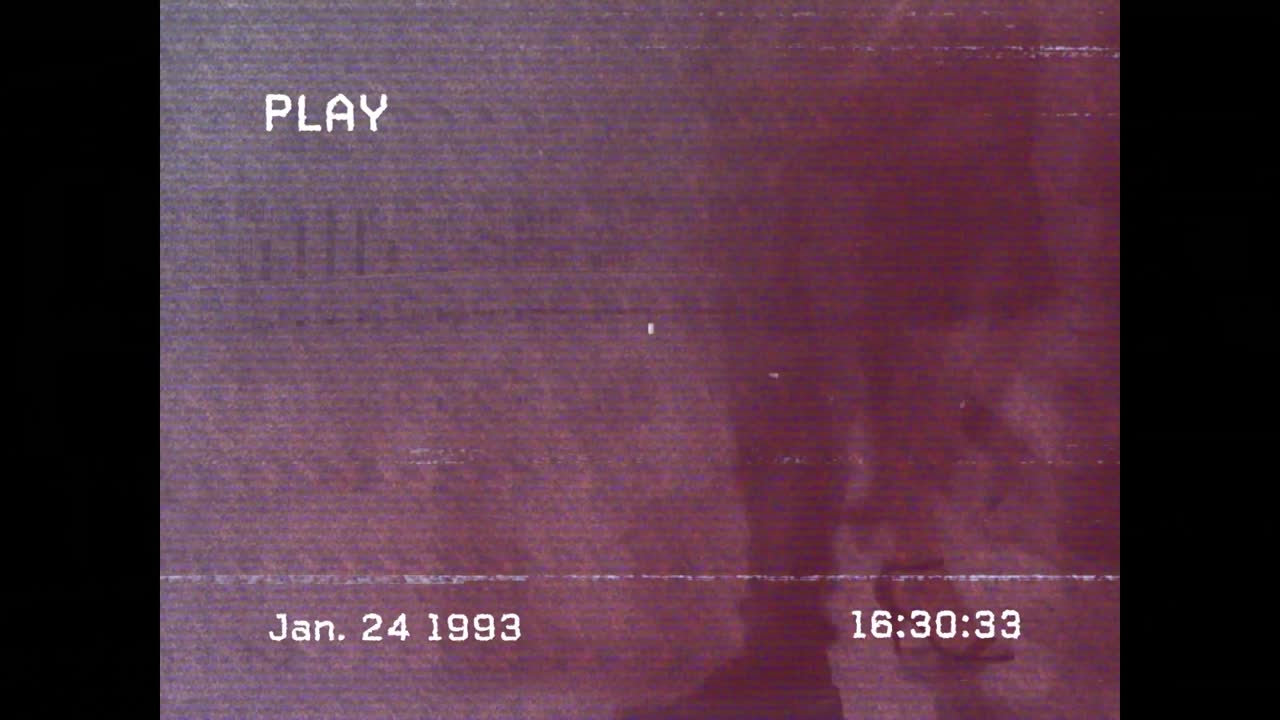 Animation of screen with glitch over business people walking