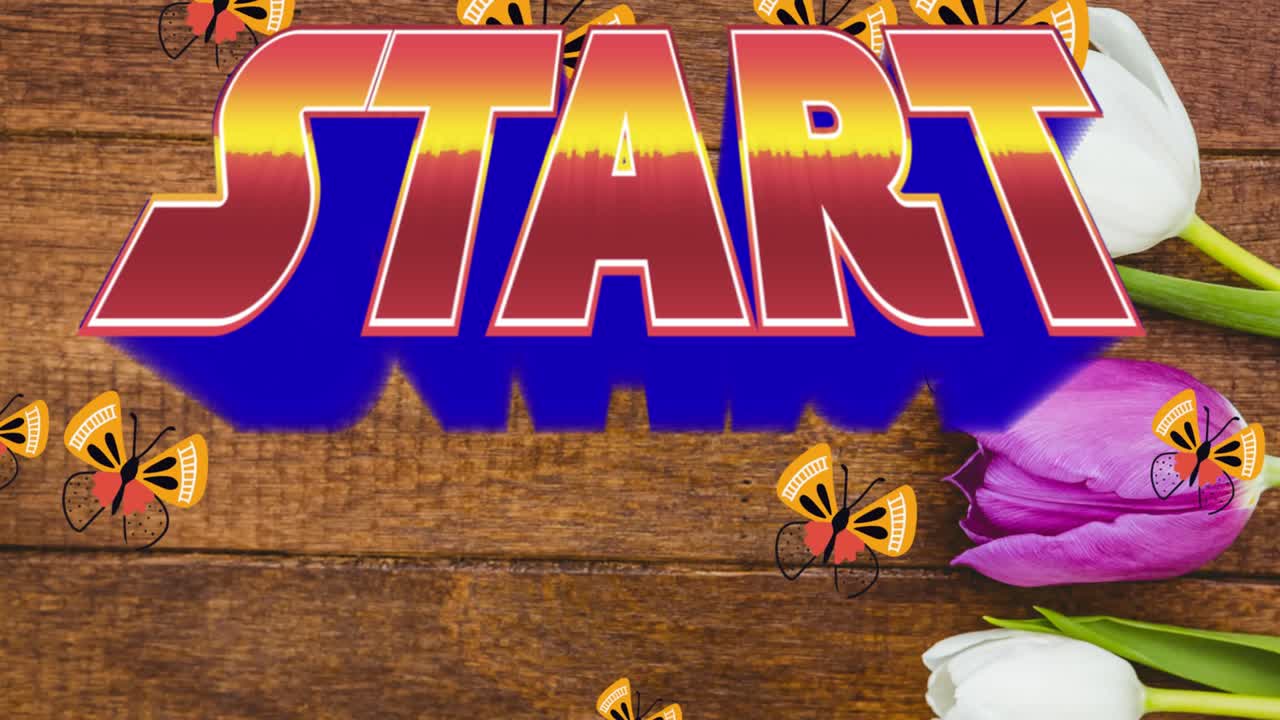 나비와  ⁇ 립과 함께 디지털 추상 공간에서 시작의 애니메이션