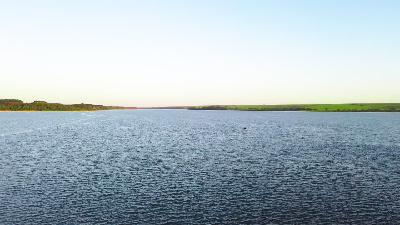 peaceful and tranquil view of Tiete river, breeze and small waves. Sao Paulo , Brazil