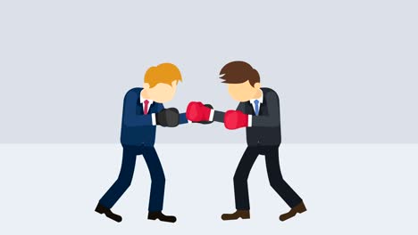 business man battle in boxing gloves. business competition concept. loop illustration in flat style.