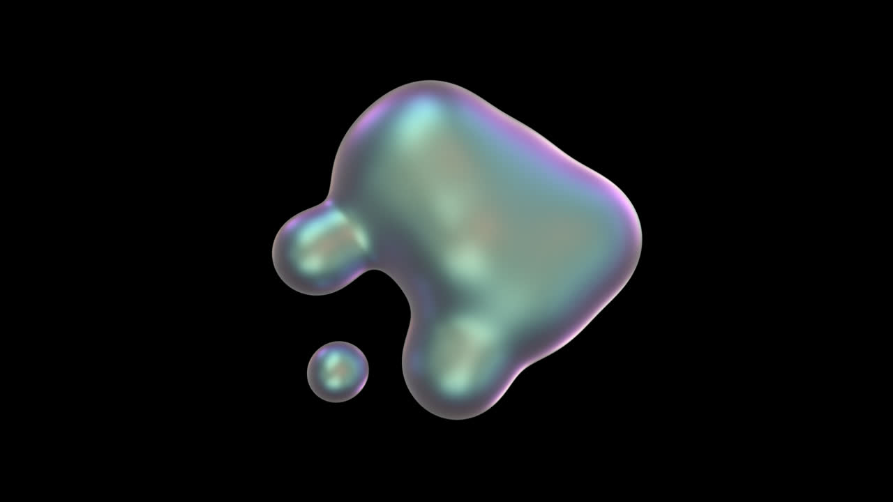 Abstract Iridescent Fluid Blob Morphing on Black Background