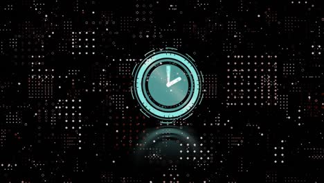 animación de un reloj que se mueve rápido y filas de puntos