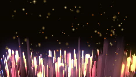 animation of stars and neon trails on black background