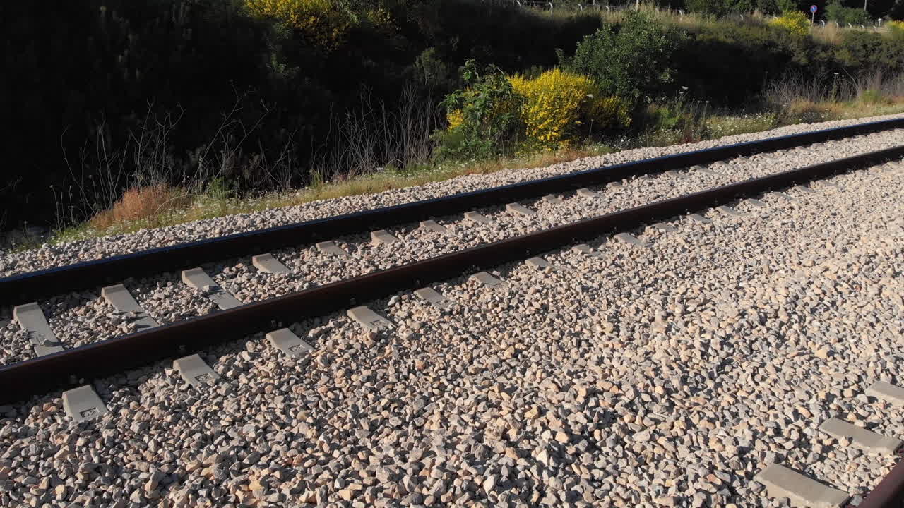 Flying over train rails